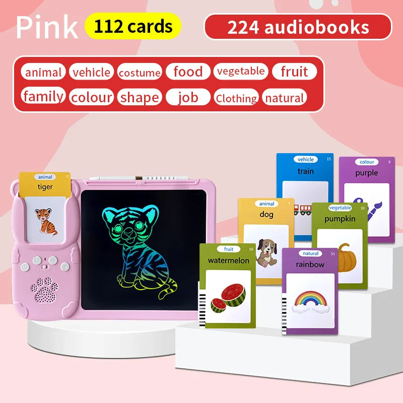Talking Flash Cards LCD Writing Tablet Board Pad Toy Learning Education Preschool Montessori Speech Therapy Autism Toys for Kid