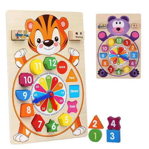 Baby Wooden Montessori Educational Toy Digital Color Cognitive Pairing Digital Clock Board Montessori Toy For Toddlers 2-4 Years