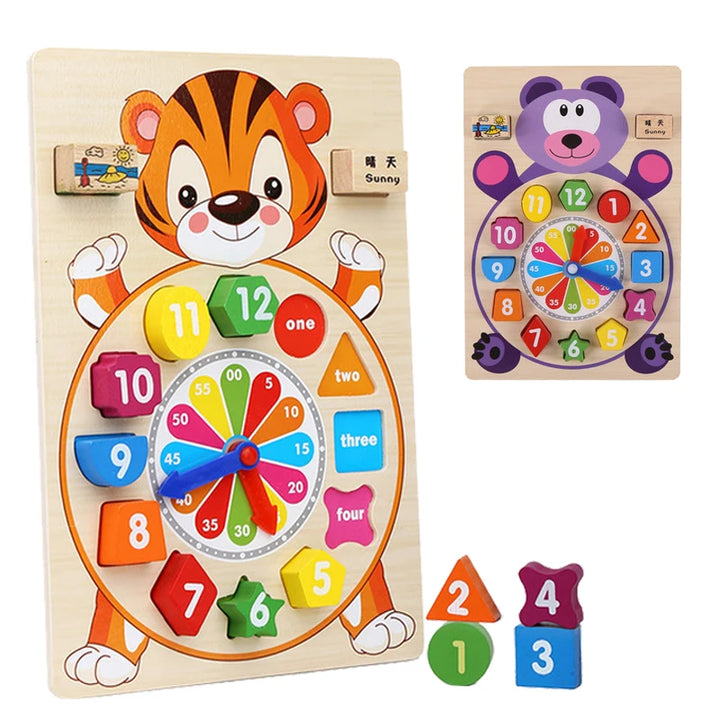 Baby Wooden Montessori Educational Toy Digital Color Cognitive Pairing Digital Clock Board Montessori Toy For Toddlers 2-4 Years
