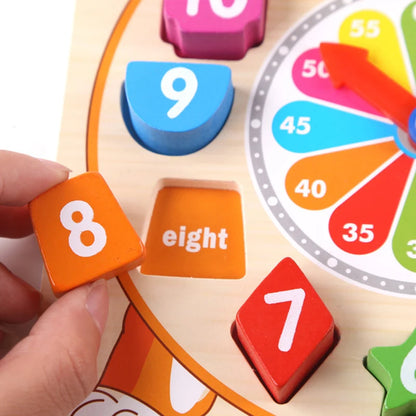 Baby Wooden Montessori Educational Toy Digital Color Cognitive Pairing Digital Clock Board Montessori Toy For Toddlers 2-4 Years