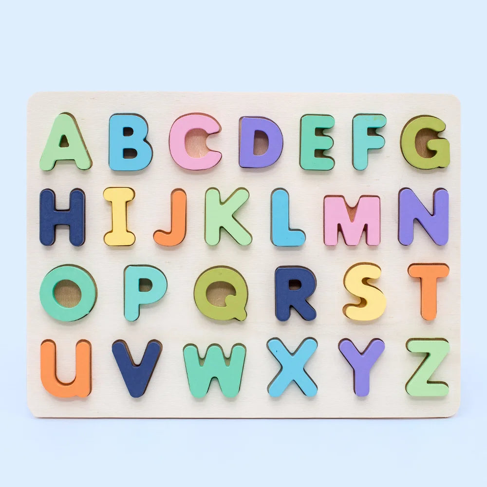 Kids Wooden 3D Alphabet Number Puzzle Baby Colorful Letter Digital Geometric Educational Toy For Toddler Boy Girl Gift
