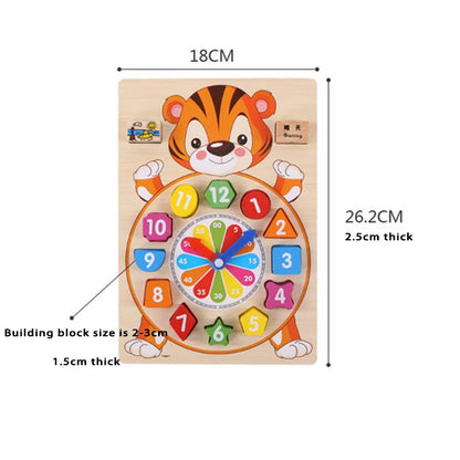 Baby Wooden Montessori Educational Toy Digital Color Cognitive Pairing Digital Clock Board Montessori Toy For Toddlers 2-4 Years