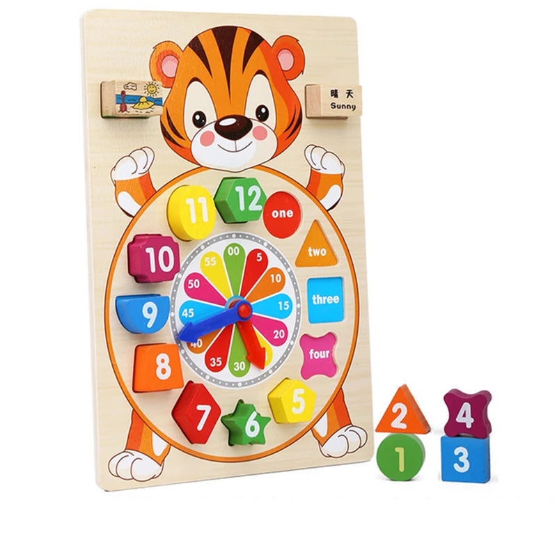 Baby Wooden Montessori Educational Toy Digital Color Cognitive Pairing Digital Clock Board Montessori Toy For Toddlers 2-4 Years
