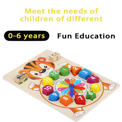 Baby Wooden Montessori Educational Toy Digital Color Cognitive Pairing Digital Clock Board Montessori Toy For Toddlers 2-4 Years