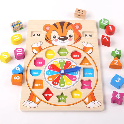 Baby Wooden Montessori Educational Toy Digital Color Cognitive Pairing Digital Clock Board Montessori Toy For Toddlers 2-4 Years