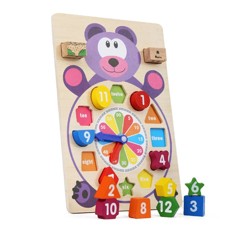 Baby Wooden Montessori Educational Toy Digital Color Cognitive Pairing Digital Clock Board Montessori Toy For Toddlers 2-4 Years