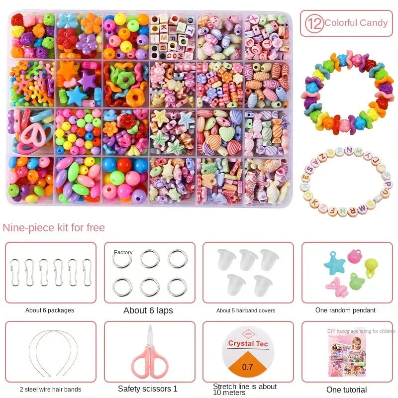 Diy Bracelet Making Kit Beads Necklace Manual Toys for Girls Pearls Games Handmade Children's Gift Horses Material Elastic Kids