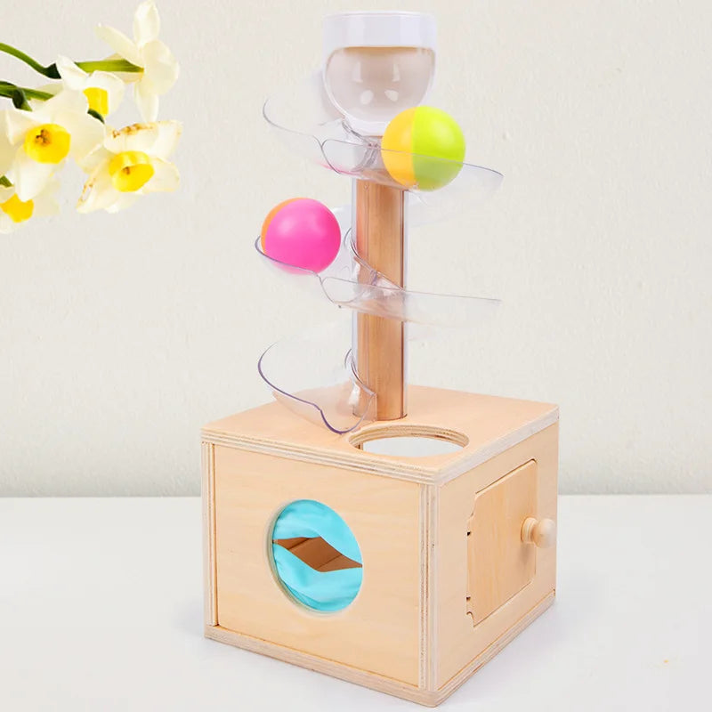 Montessori-Spielzeug für Babys, Frühförderungspuzzle: Drehbare Bahn mit rollender Kugel