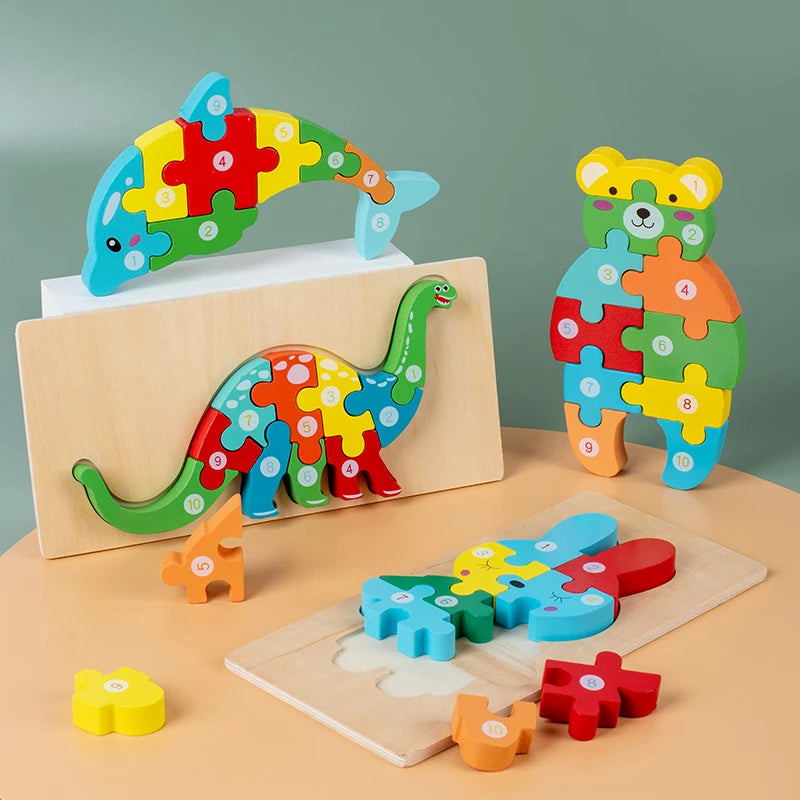 Dive into Fun: 3D Animal Cartoon Puzzle Toys for Early Education! 🦁🦒