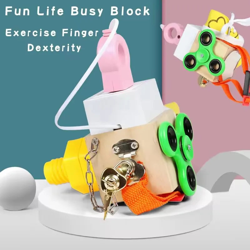 【 Busy Block 】 Children's puzzle early education toys, thinking enlightenment keys, unlocking blocks, Montessori teaching aids