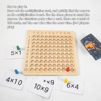Wooden Montessori Multiplication Board Game Kids Learning Educational Toys Math Counting Hundred Board Interactive Thinking Game