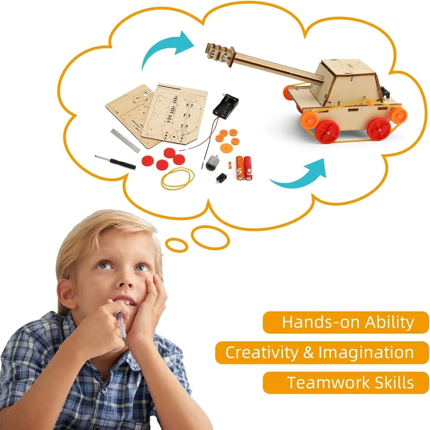 6 in 1 Wood Car Building Kits with Helicopter Tank STEM Kits DIY 3D Wooden Puzzles Craft Projects Science Set for Kids Boys