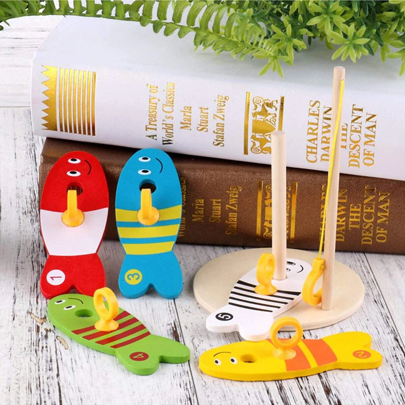 Children Puzzle Multifunctional Creative Fishing Set Column Toys Baby Gift Wooden Early Education Parent-child Interaction TMZ