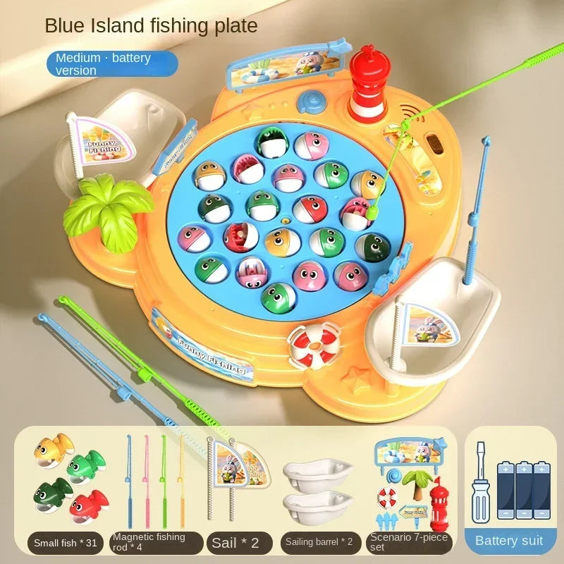 Newest Electric Fishing Toy Children's Jigsaw Puzzle Magnetic Fishing Pond Pole Fishing Early Education Children's Toy Gifts