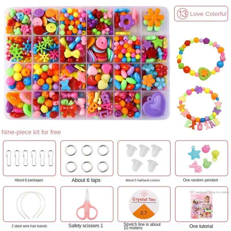 Diy Bracelet Making Kit Beads Necklace Manual Toys for Girls Pearls Games Handmade Children's Gift Horses Material Elastic Kids