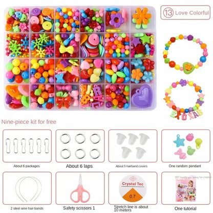 Diy Bracelet Making Kit Beads Necklace Manual Toys for Girls Pearls Games Handmade Children's Gift Horses Material Elastic Kids
