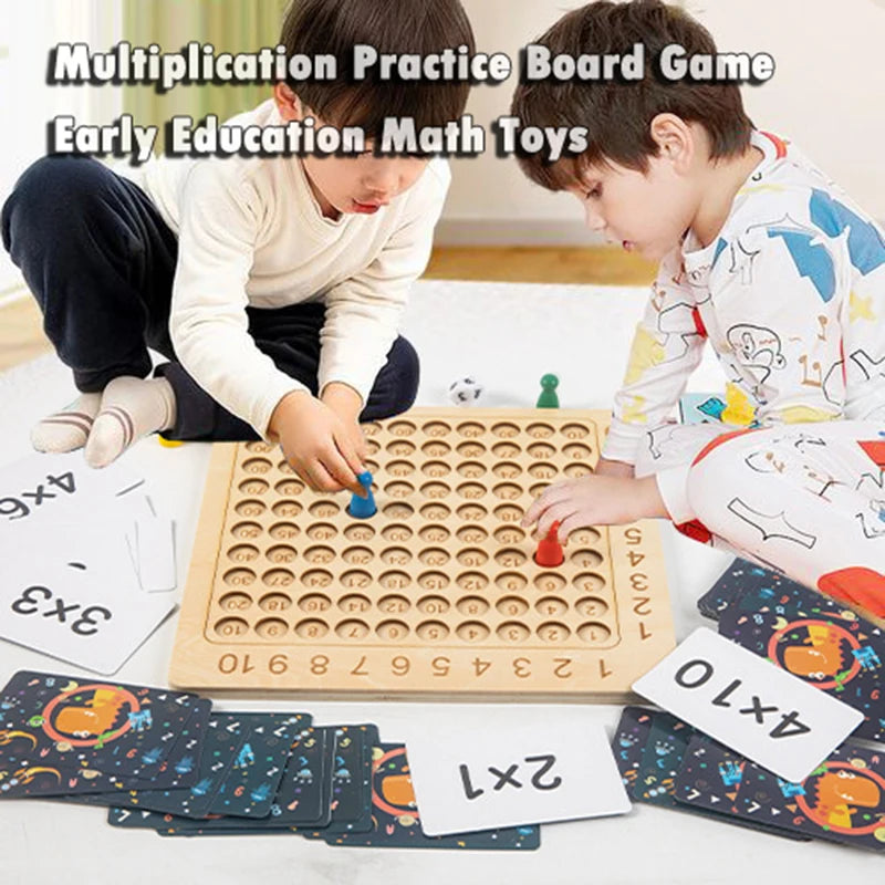 Wooden Montessori Multiplication Board Game Kids Learning Educational Toys Math Counting Hundred Board Interactive Thinking Game