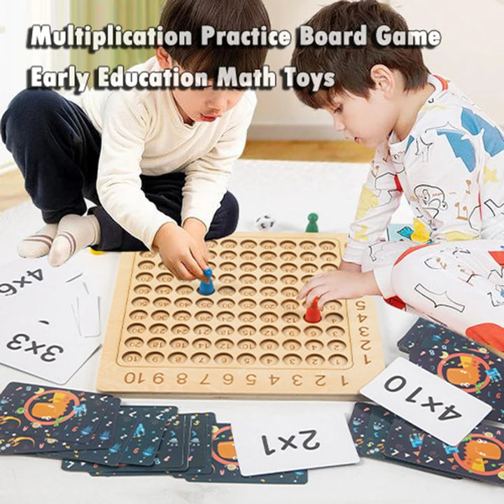Wooden Montessori Multiplication Board Game Kids Learning Educational Toys Math Counting Hundred Board Interactive Thinking Game