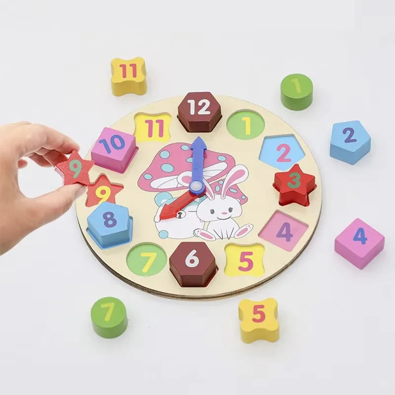 Wooden Clock Rabbit Style Children Montessori Toys for 3 4 5 6 7 8 Years Development Games Wood Puzzle Kids Educational Gift TMZ