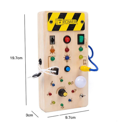Montessori Busy Board Sensory Toys Wooden With LED Light Switch Control Board Travel Activities Children Games For 2-4 Years Old