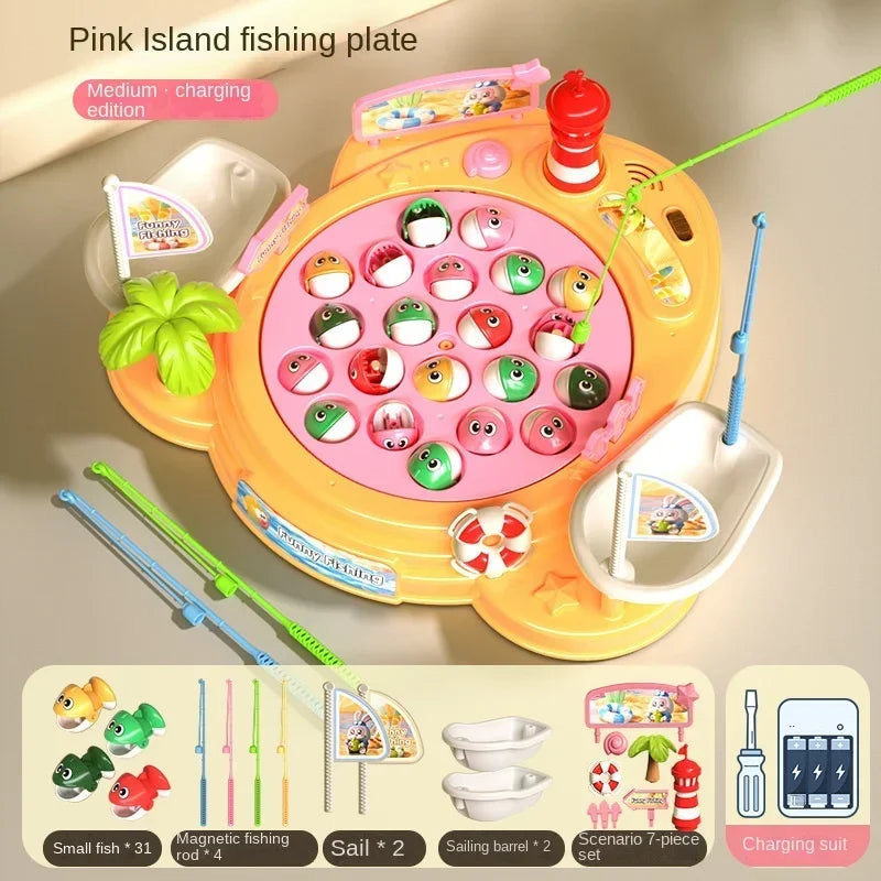 Newest Electric Fishing Toy Children's Jigsaw Puzzle Magnetic Fishing Pond Pole Fishing Early Education Children's Toy Gifts