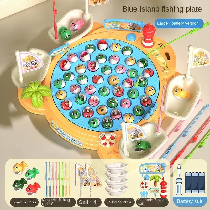 Newest Electric Fishing Toy Children's Jigsaw Puzzle Magnetic Fishing Pond Pole Fishing Early Education Children's Toy Gifts