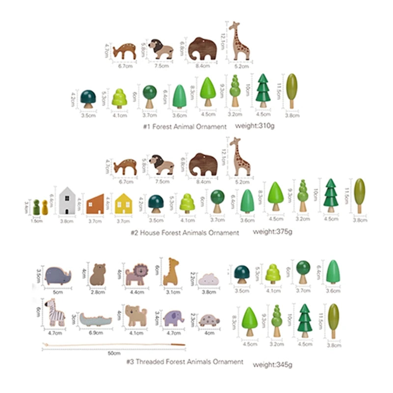 Wooden Imitation Forest Animal Toys Baby Block Placement Game Baby Room Decoration Thinking Divergent Scene Placement Baby Gift