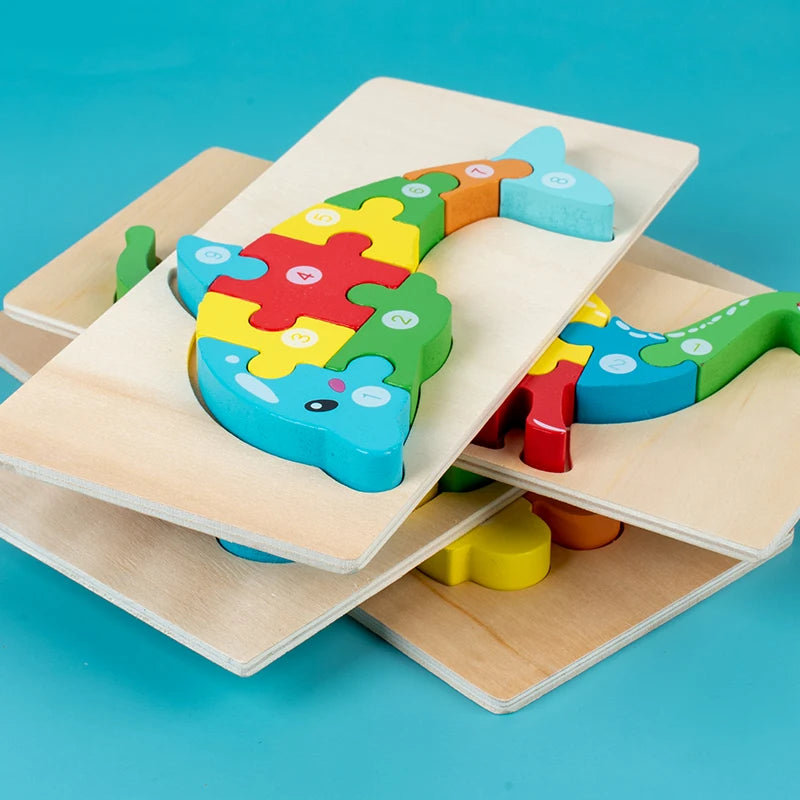 Dive into Fun: 3D Animal Cartoon Puzzle Toys for Early Education! 🦁🦒