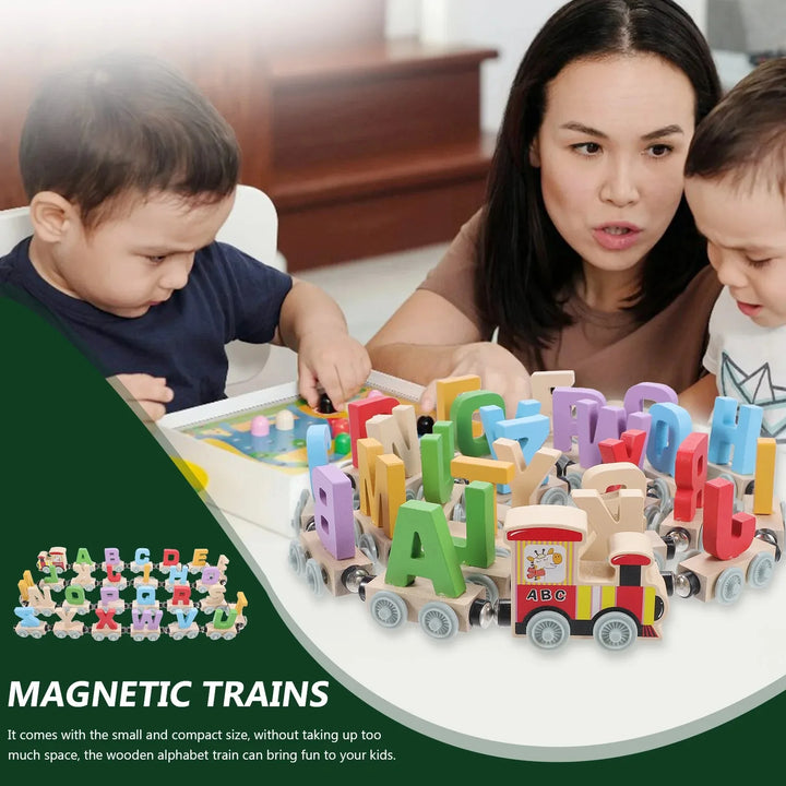 Montessori Wooden Train Toy Early Educational Cognition Alphabet Toys