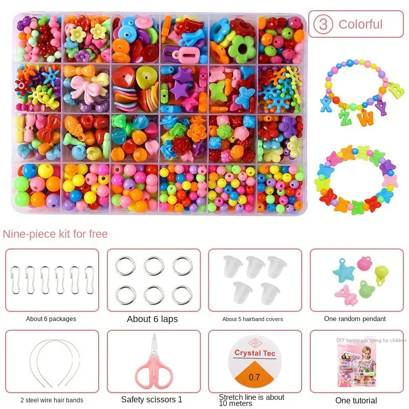 Diy Bracelet Making Kit Beads Necklace Manual Toys for Girls Pearls Games Handmade Children's Gift Horses Material Elastic Kids