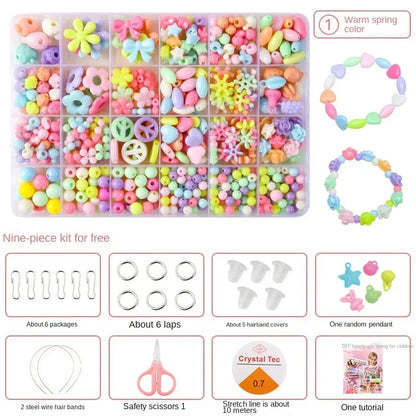 Diy Bracelet Making Kit Beads Necklace Manual Toys for Girls Pearls Games Handmade Children's Gift Horses Material Elastic Kids