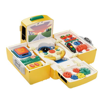 Bus Toy with Sound and Light, Montessori Busy Box,  Music Education Knowledge Toddlers Bus Toys  for Boys & Girls