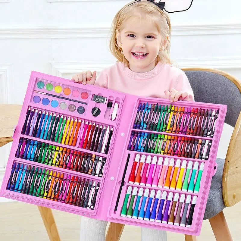Children's Drawing Set, 208/150/86pcs Sketch Doodle Art DIY All-in-One Toolkit with Portable Case, Safe Non-Toxic Gift for Kids