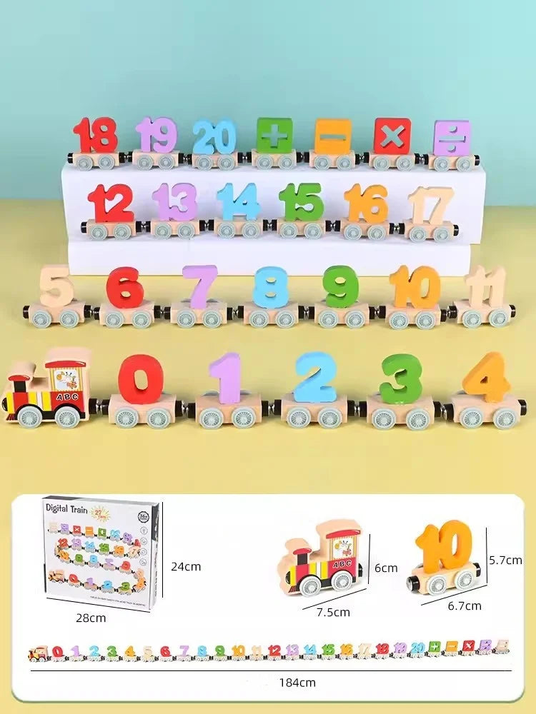 Montessori Wooden Train Toy Early Educational Cognition Alphabet Toys