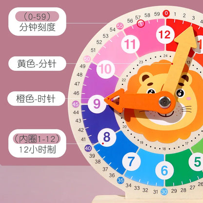 Children Wooden Clock Teaching Aids Digital Cognitive Time Awareness Clock Learning Early Education Puzzle Kindergarten Toy