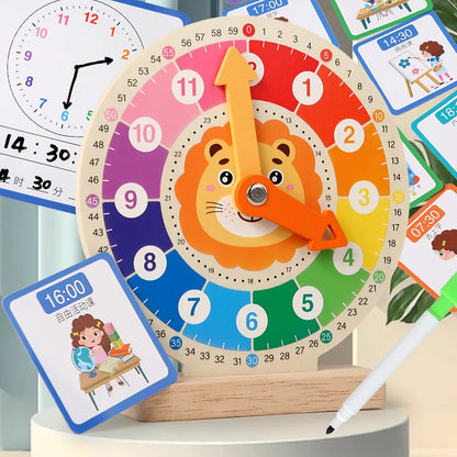 Children Wooden Clock Teaching Aids Digital Cognitive Time Awareness Clock Learning Early Education Puzzle Kindergarten Toy