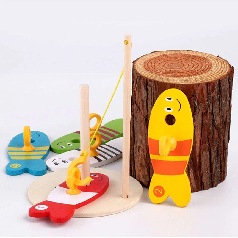 Children Puzzle Multifunctional Creative Fishing Set Column Toys Baby Gift Wooden Early Education Parent-child Interaction TMZ