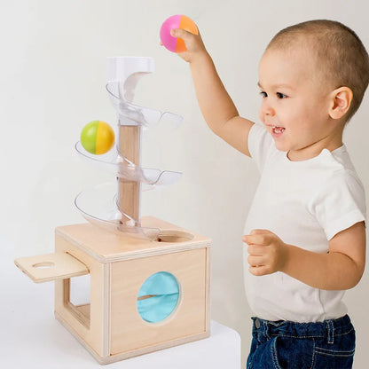 Montessori-Spielzeug für Babys, Frühförderungspuzzle: Drehbare Bahn mit rollender Kugel