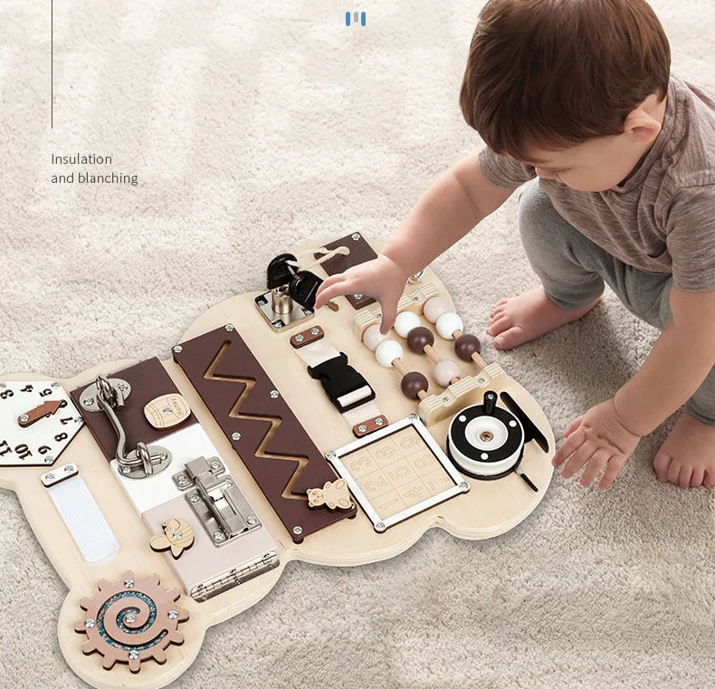 Busy Board Montessori Unlock Toy Essential Educational Sensory Board Toddler busyboard intelligence tablero sensorial montessori