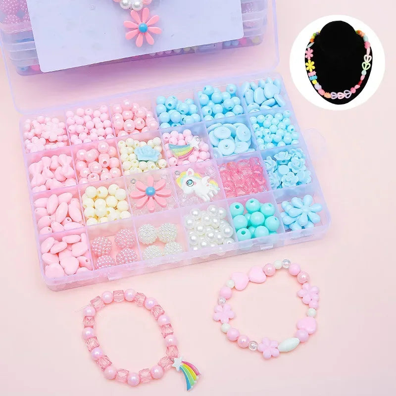 Diy Bracelet Making Kit Beads Necklace Manual Toys for Girls Pearls Games Handmade Children's Gift Horses Material Elastic Kids