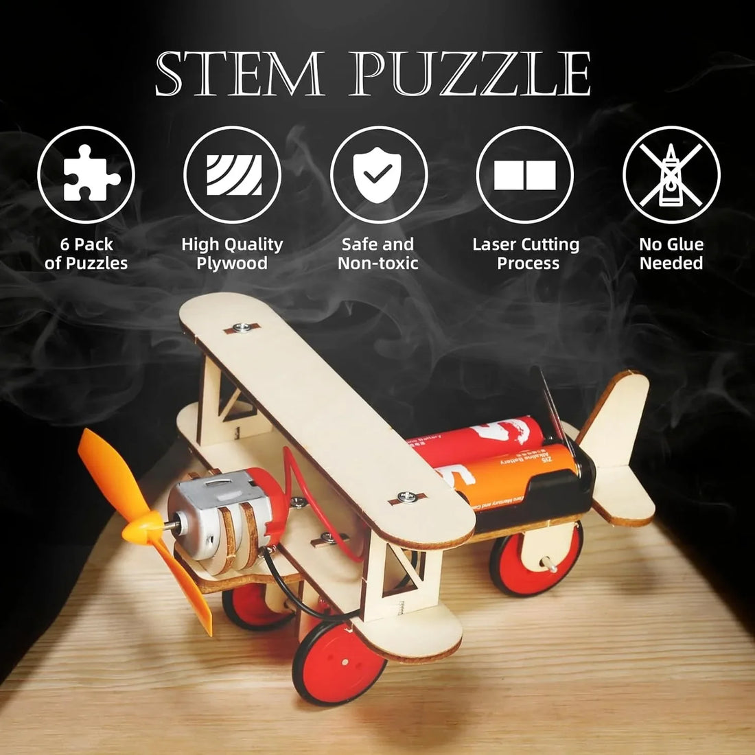 6 in 1 Wood Car Building Kits with Helicopter Tank STEM Kits DIY 3D Wooden Puzzles Craft Projects Science Set for Kids Boys