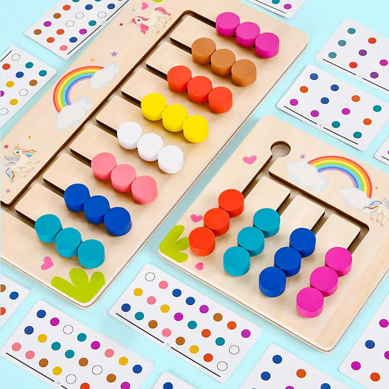 Montessori Learning Toys Mobile Color and Shape Puzzle,Matching Brain Teasers Logic Game Early Educational Wooden Toys for Kids