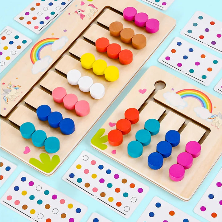Montessori Learning Toys Mobile Color and Shape Puzzle,Matching Brain Teasers Logic Game Early Educational Wooden Toys for Kids