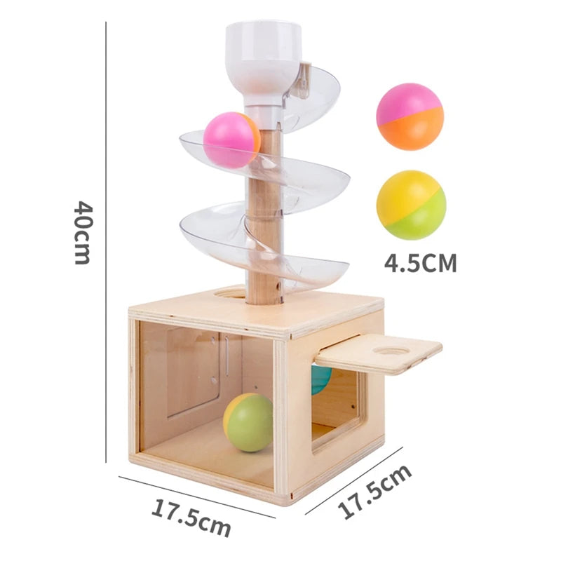 Montessori-Spielzeug für Babys, Frühförderungspuzzle: Drehbare Bahn mit rollender Kugel