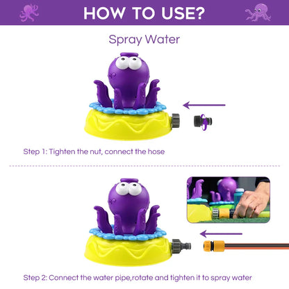 Funny Octopus Water Spray Sprinkler Outdoor Toys Garden Backyard Yard Water Toy Cartoon Splash Sprinkler Baby Bath Toys For Kids