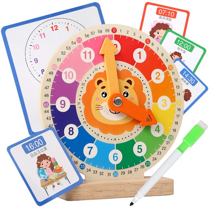 Children Wooden Clock Teaching Aids Digital Cognitive Time Awareness Clock Learning Early Education Puzzle Kindergarten Toy