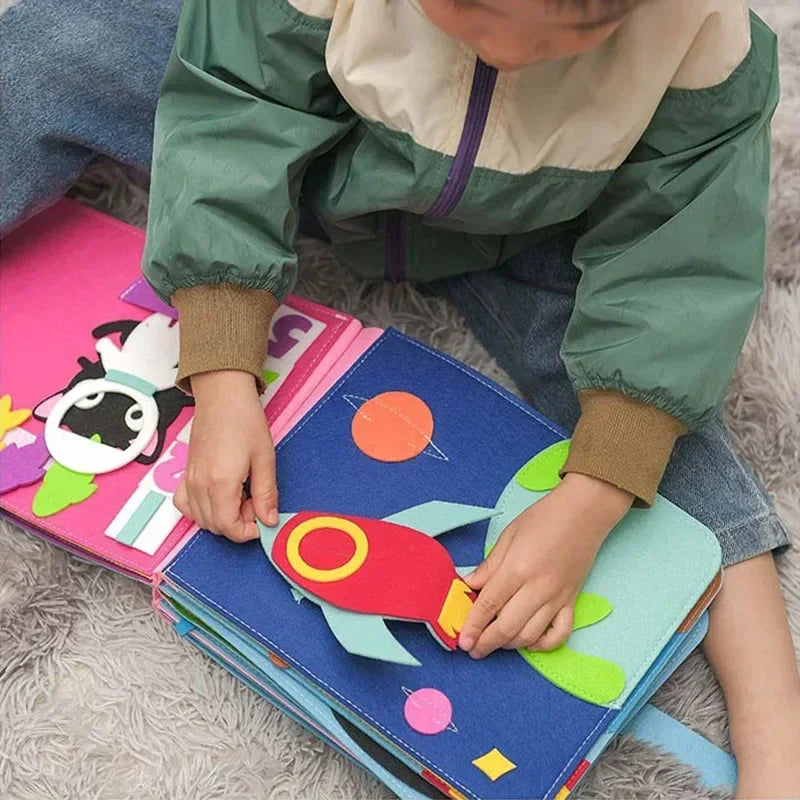 Toddlers Montessori Busy Book 3D Baby Story Cloth Activities Book Board Preschool Learning Education Travel Toys for Story Book