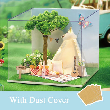 DIY Wooden Miniature Kits Doll House With Furniture Ice Cream Coffee Shop Casa Dollhouse Toys for Adults Girls Birthday Gifts