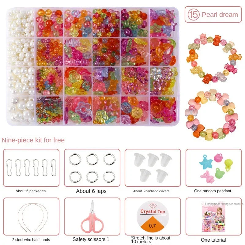 Diy Bracelet Making Kit Beads Necklace Manual Toys for Girls Pearls Games Handmade Children's Gift Horses Material Elastic Kids