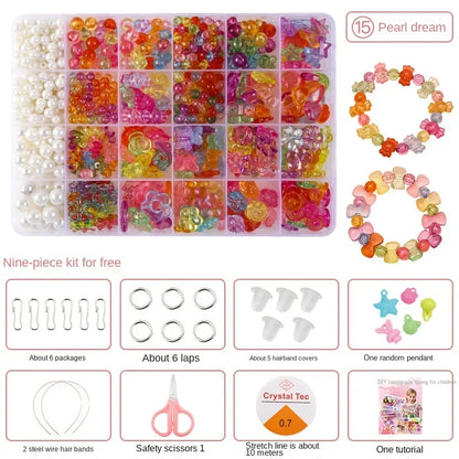 Diy Bracelet Making Kit Beads Necklace Manual Toys for Girls Pearls Games Handmade Children's Gift Horses Material Elastic Kids